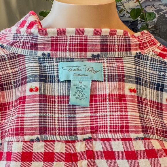 Tasha Polizzi Collection Red and White Gingham Pearl Snap Western Shirt, Medium - Picture 8 of 9